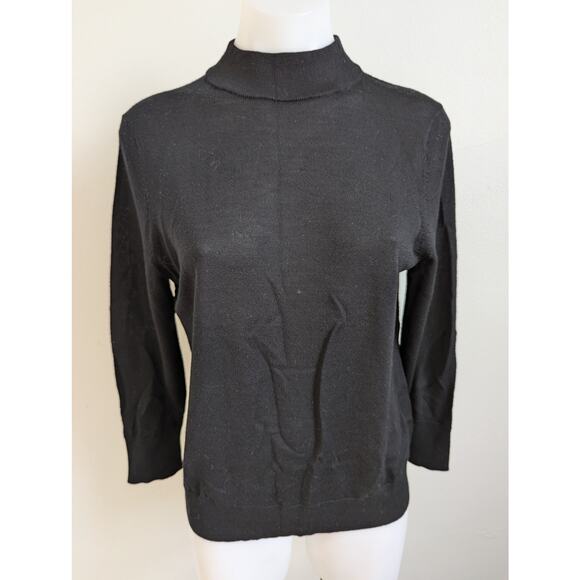 Moth by Anthropologie Size Medium Mock Neck Sweater Pullover Black Long Sleeves - Picture 2 of 10